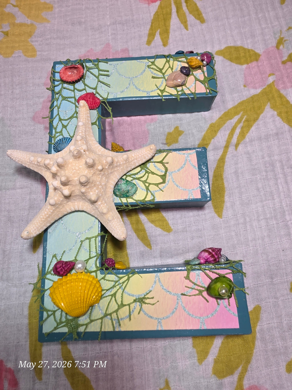 Letters Spelling Mikaela Sea, Beach Theme