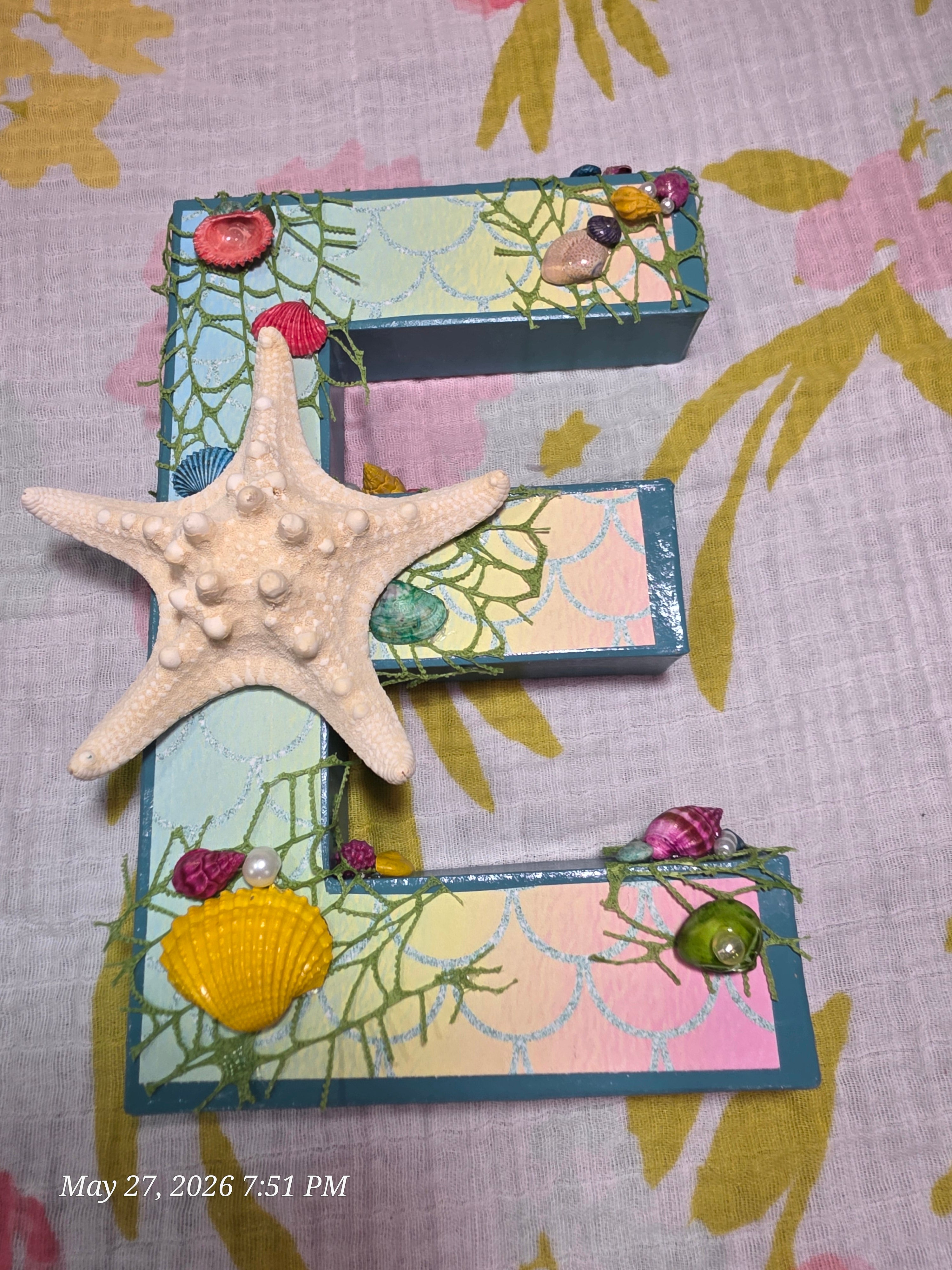 Letters Spelling Mikaela Sea, Beach Theme