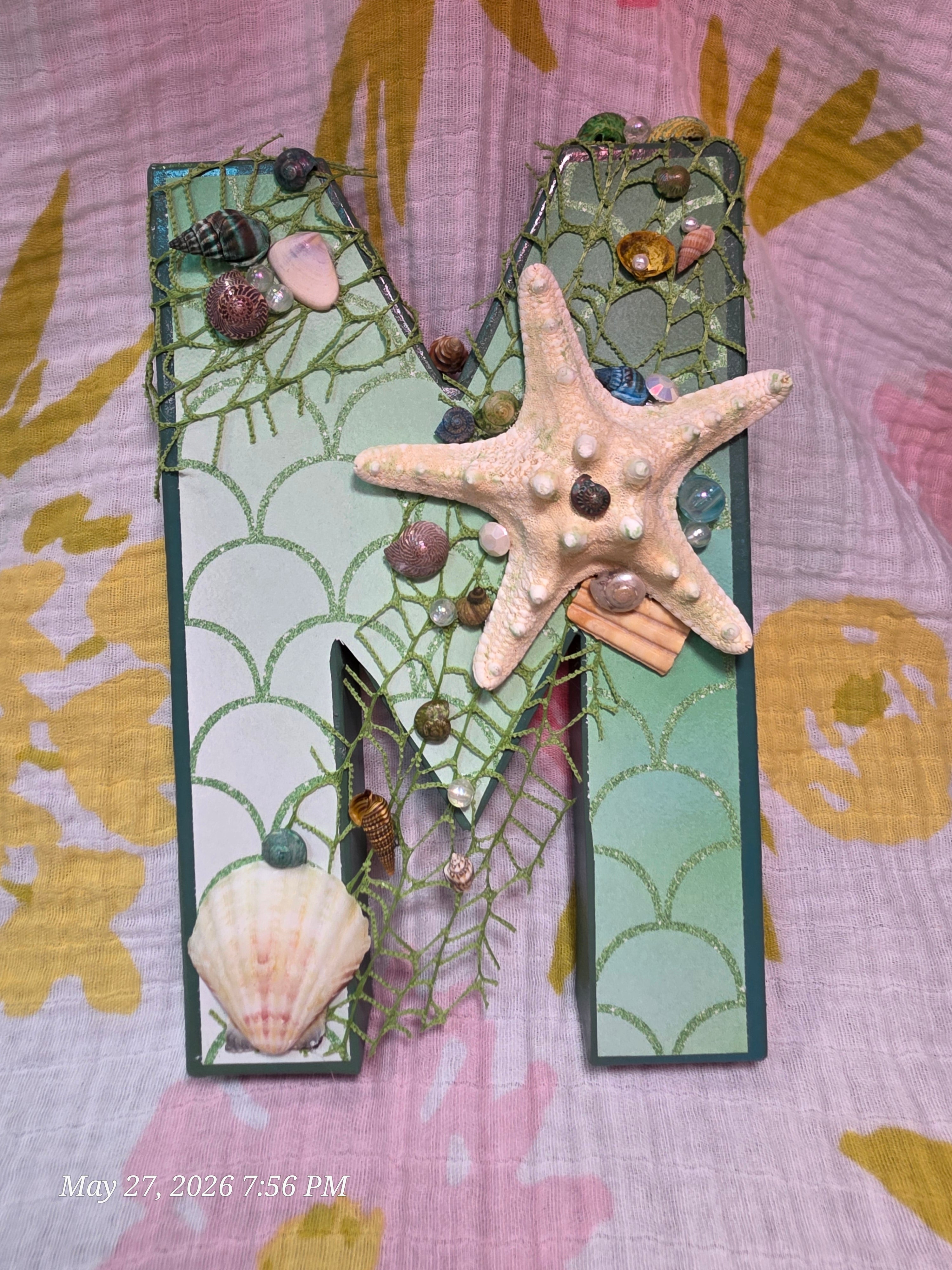 Letters Spelling Mikaela Sea, Beach Theme