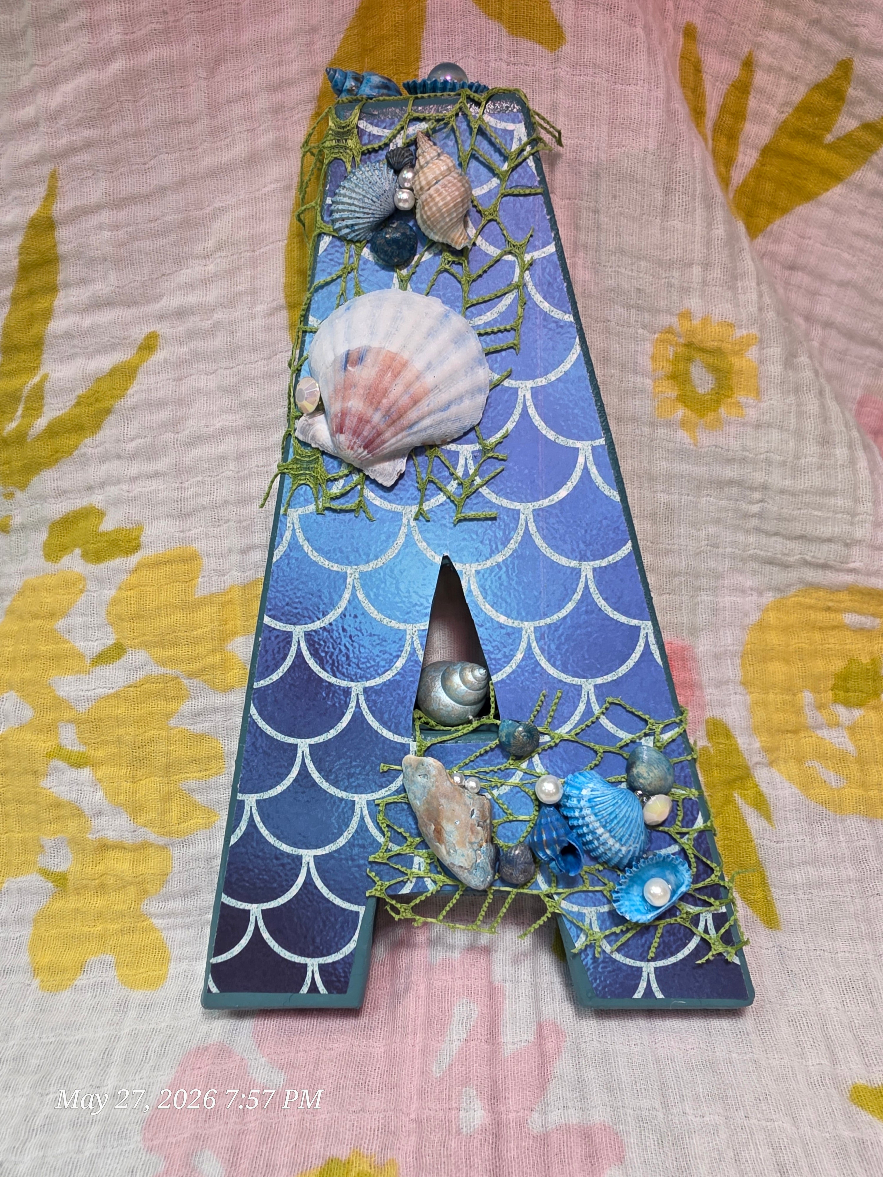 Letters Spelling Mikaela Sea, Beach Theme