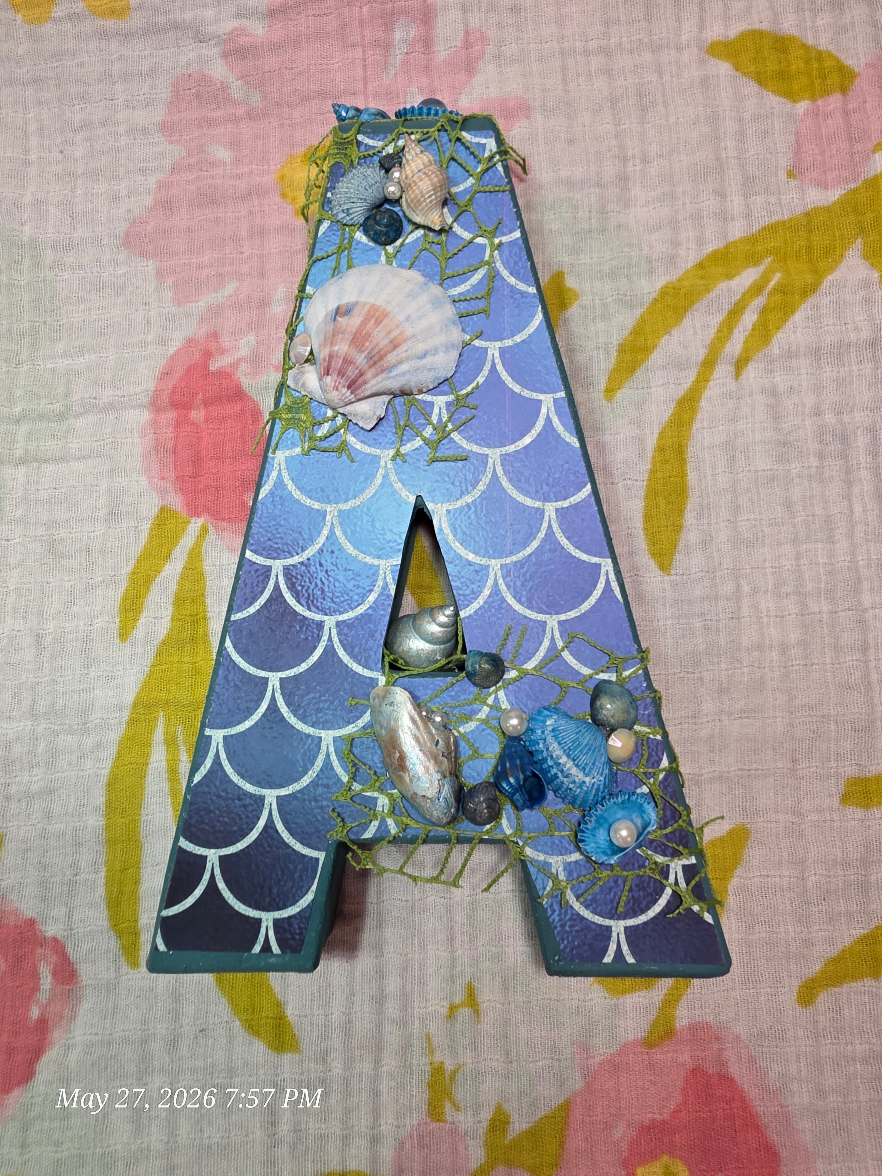 Letters Spelling Mikaela Sea, Beach Theme