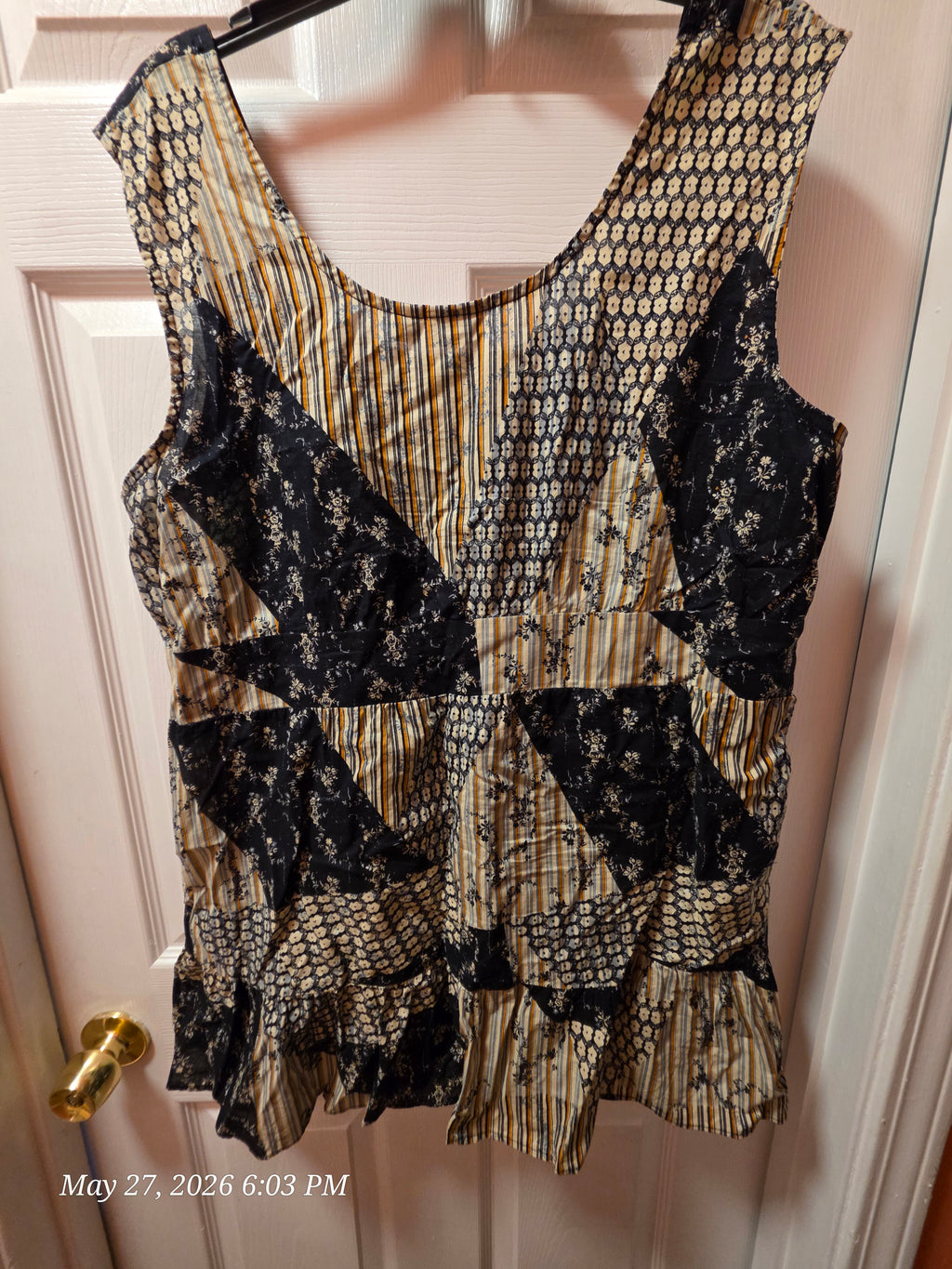Cato Woman Plus 18/20W Multicolor Patchwork Scoop Neck Sleeveless Tank