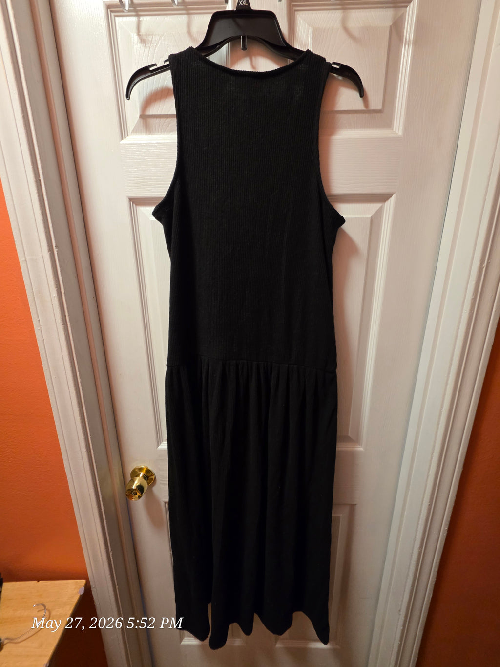 Universal Thread Solid Rib Knit Sleeveless Midi Tank Dress, Scoop Neck L Blue & M Black