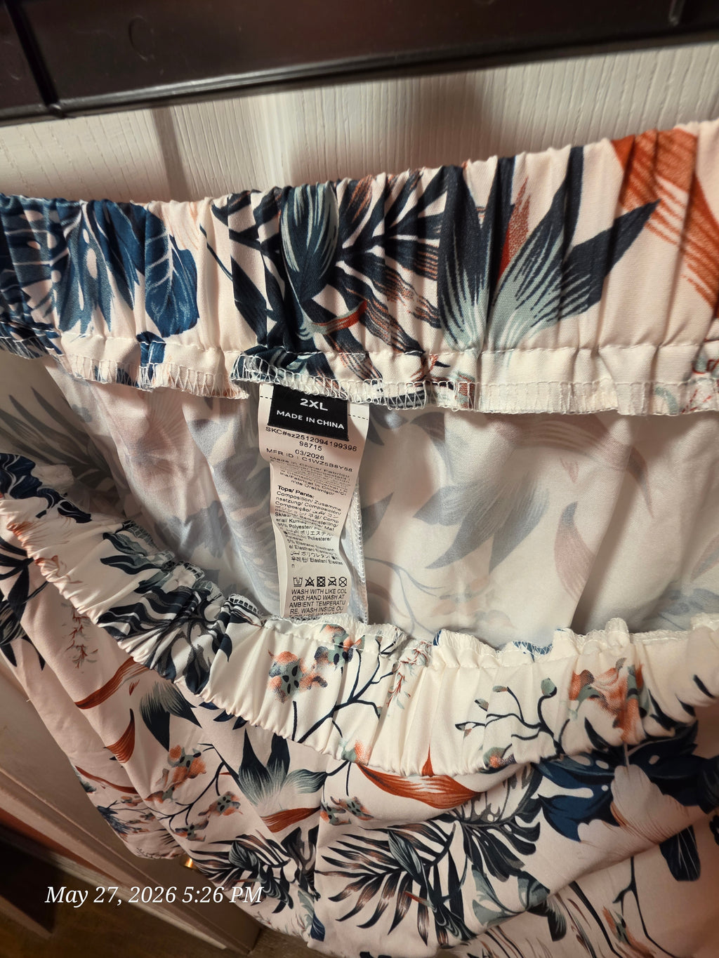 Women's 2XL 2-Piece Woven Polyester Set Floral Shorts Scoop Neck Top