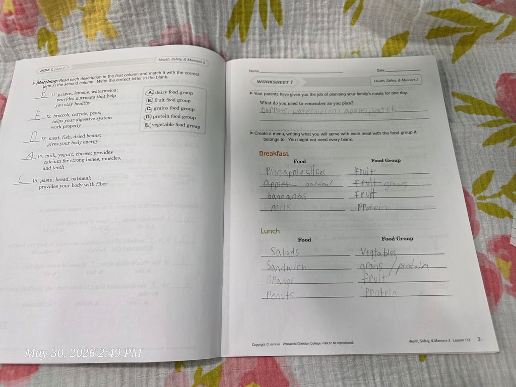 Abeka Homeschool Science & Health 3 Lesson Plans + Quizzes