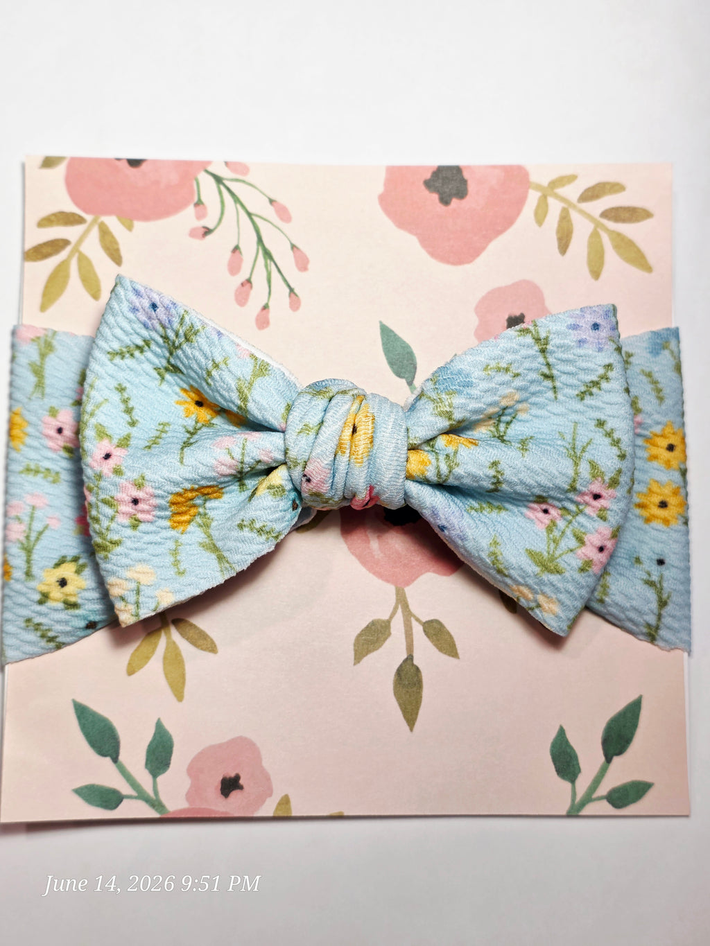 Blue Flowery Multicolor Baby Hair Bow/ Can Be Personalized