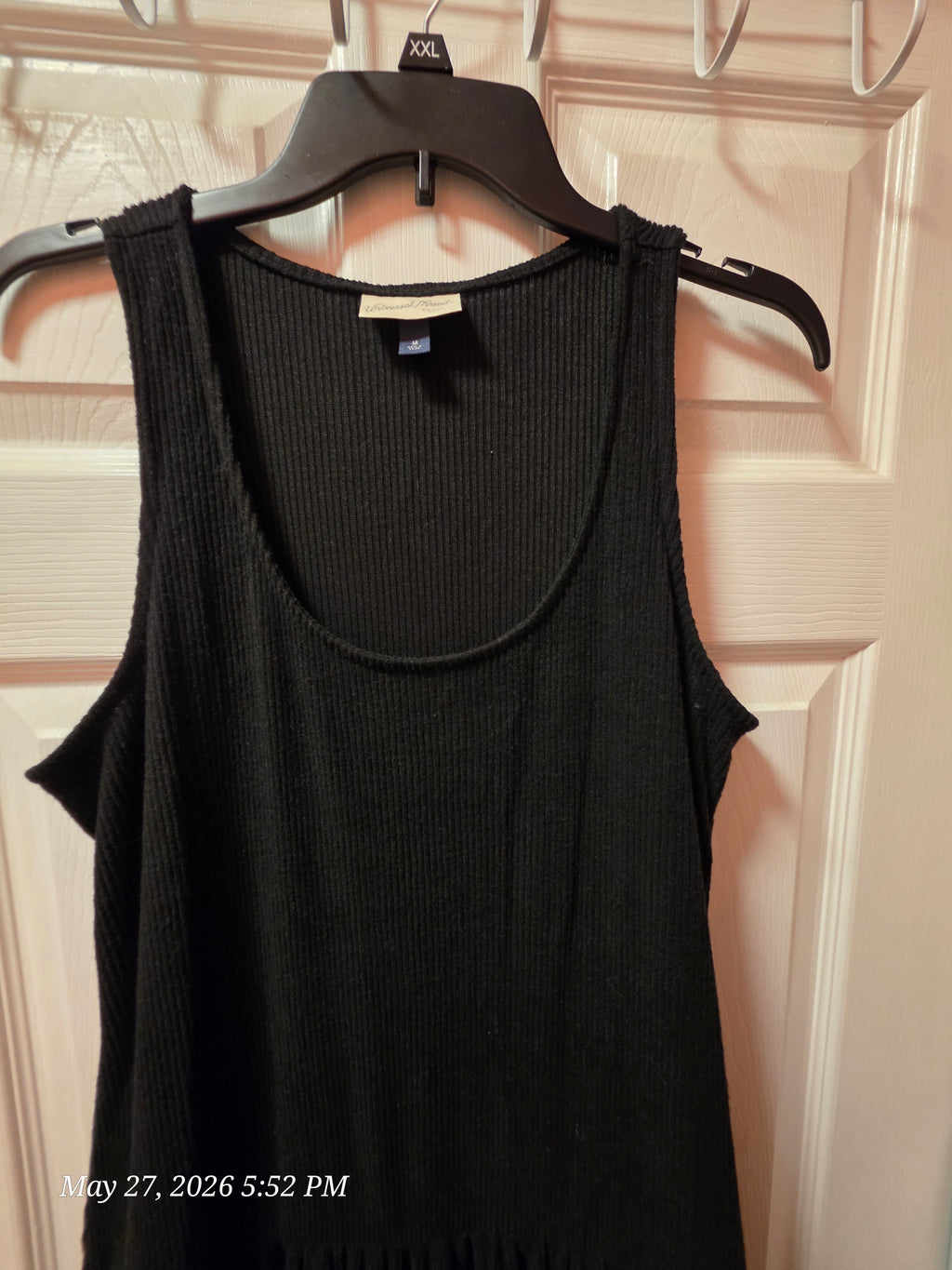 Universal Thread Solid Rib Knit Sleeveless Midi Tank Dress, Scoop Neck L Blue & M Black