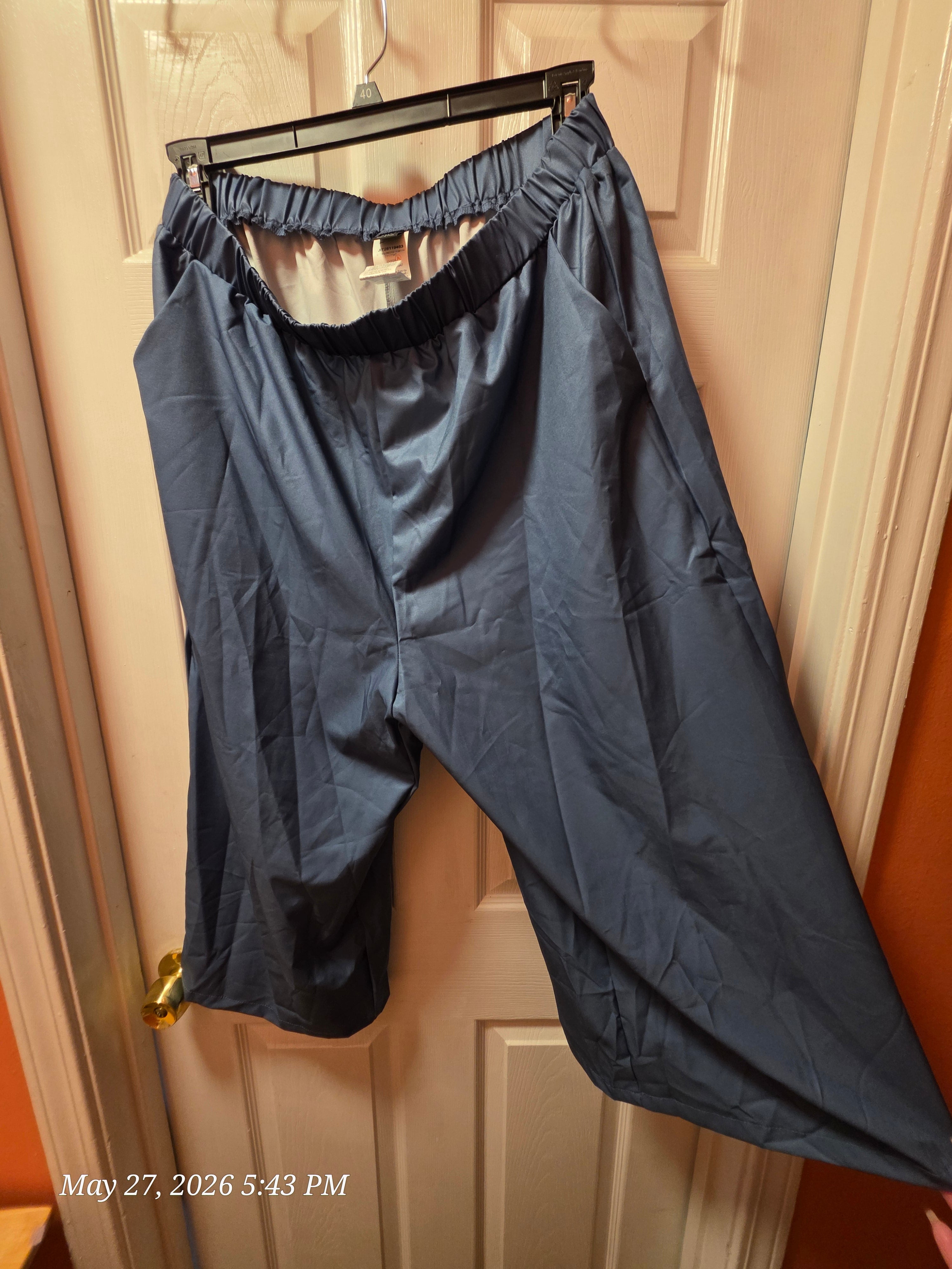 Emery Rose Women's Blue Solid Rayon Capri Pants Elastic Waist, Plus 1XL