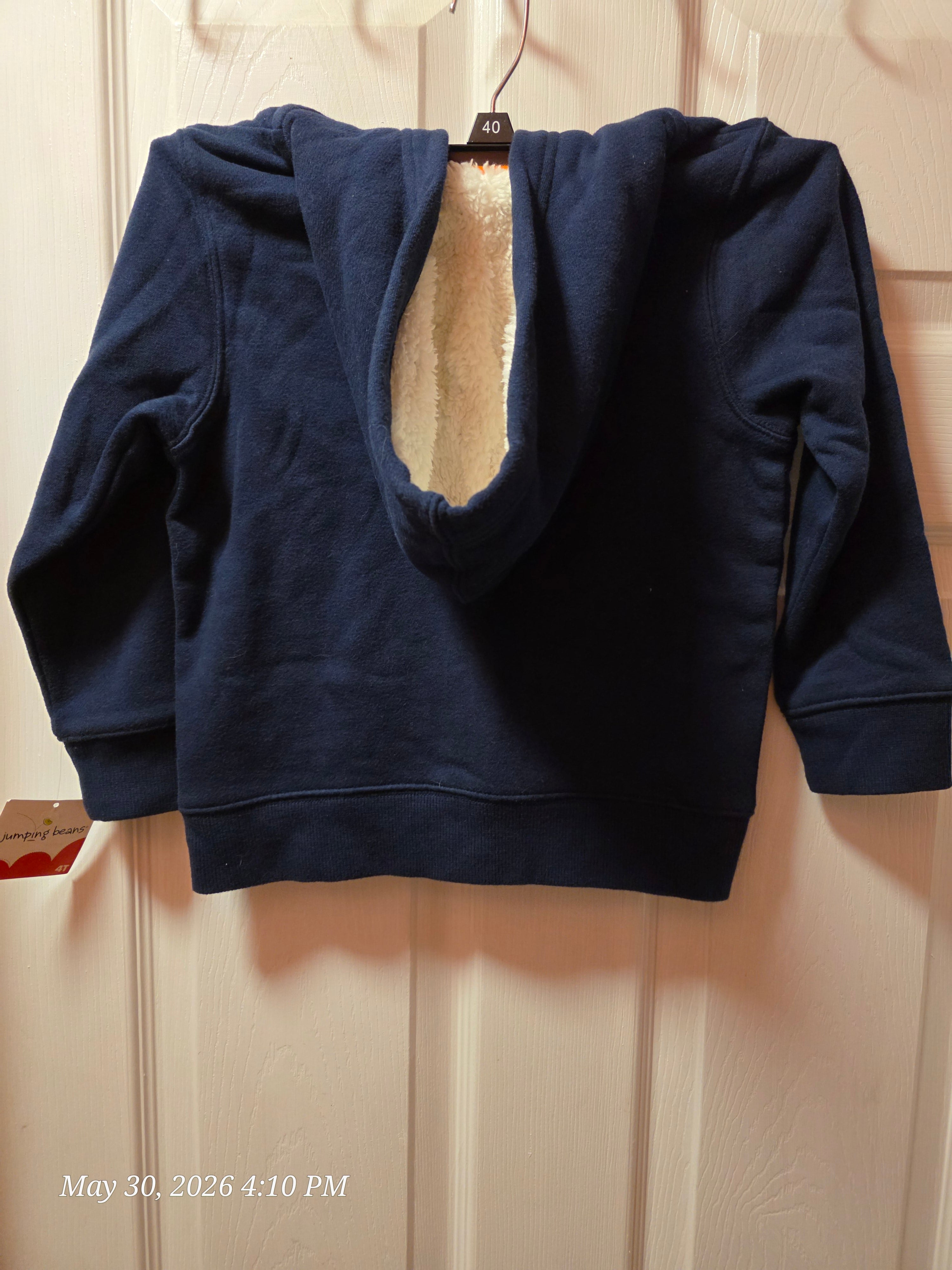 Jumping Beans Boys 4T Blue Full Zip Fleece Hoodie w/ Pockets