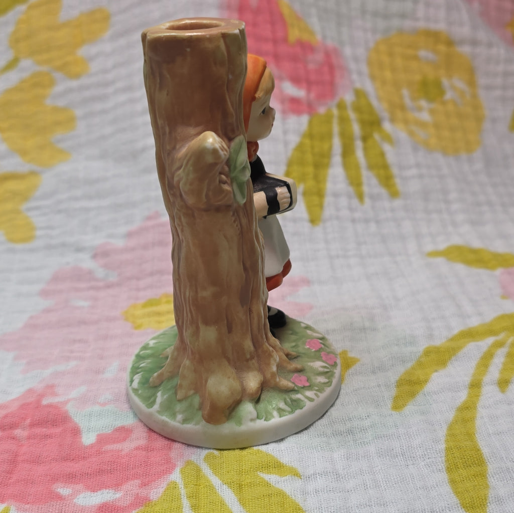 J.S.N.Y. Hand Painted Multicolor Ceramic Figural Girl Taper Candle