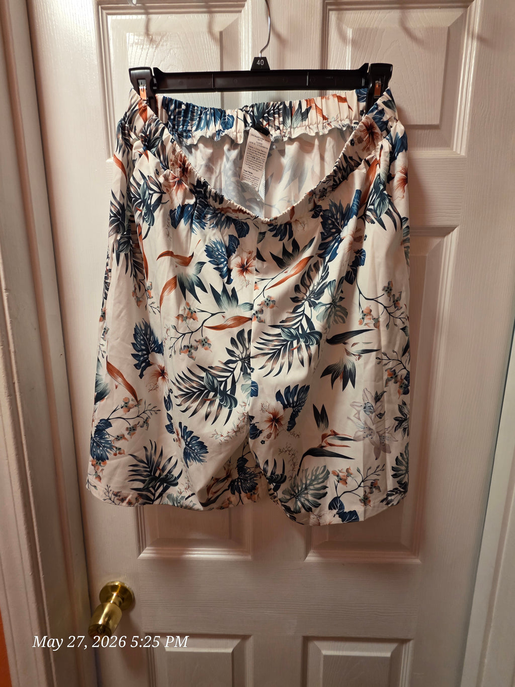Women's 2XL 2-Piece Woven Polyester Set Floral Shorts Scoop Neck Top