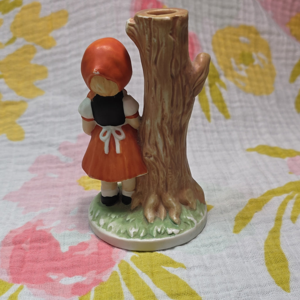 J.S.N.Y. Hand Painted Multicolor Ceramic Figural Girl Taper Candle