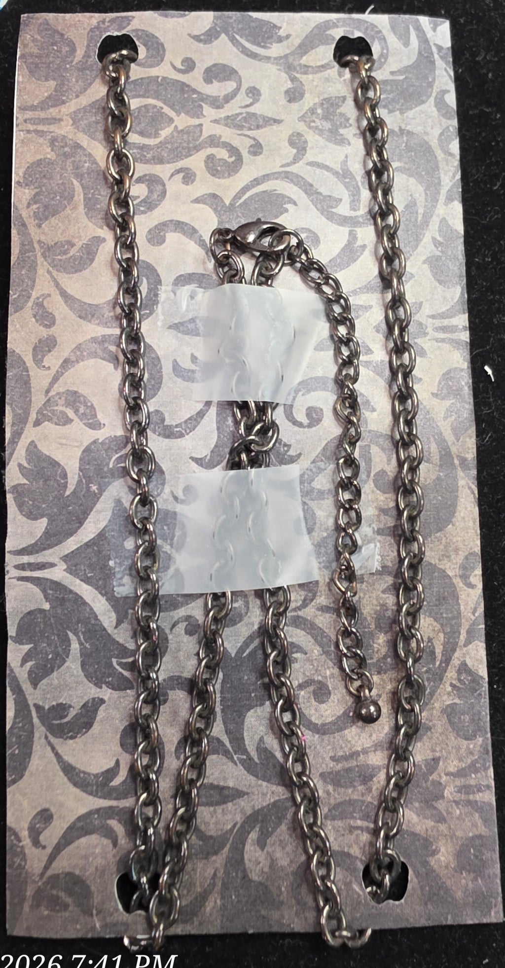 Heart Lock Key & Leaf Charm Pendant Necklace Black Gems Adjustable