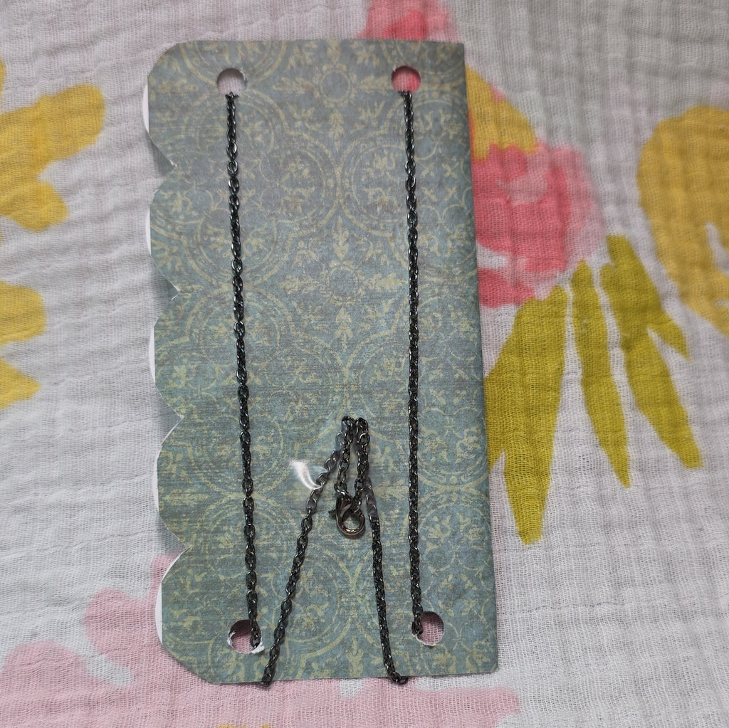Handmade Resin Square Photo Pendant Necklace Black