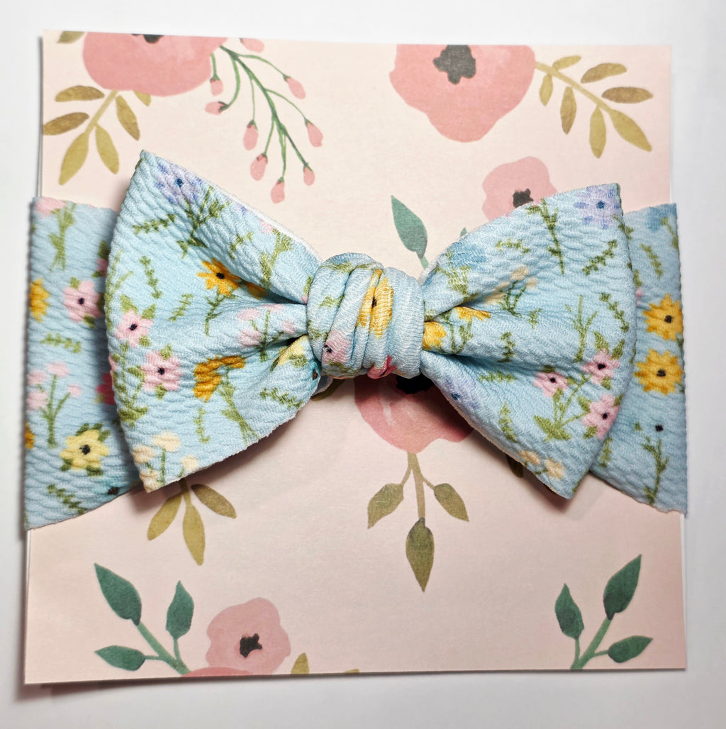 Blue Flowery Multicolor Baby Hair Bow/ Can Be Personalized