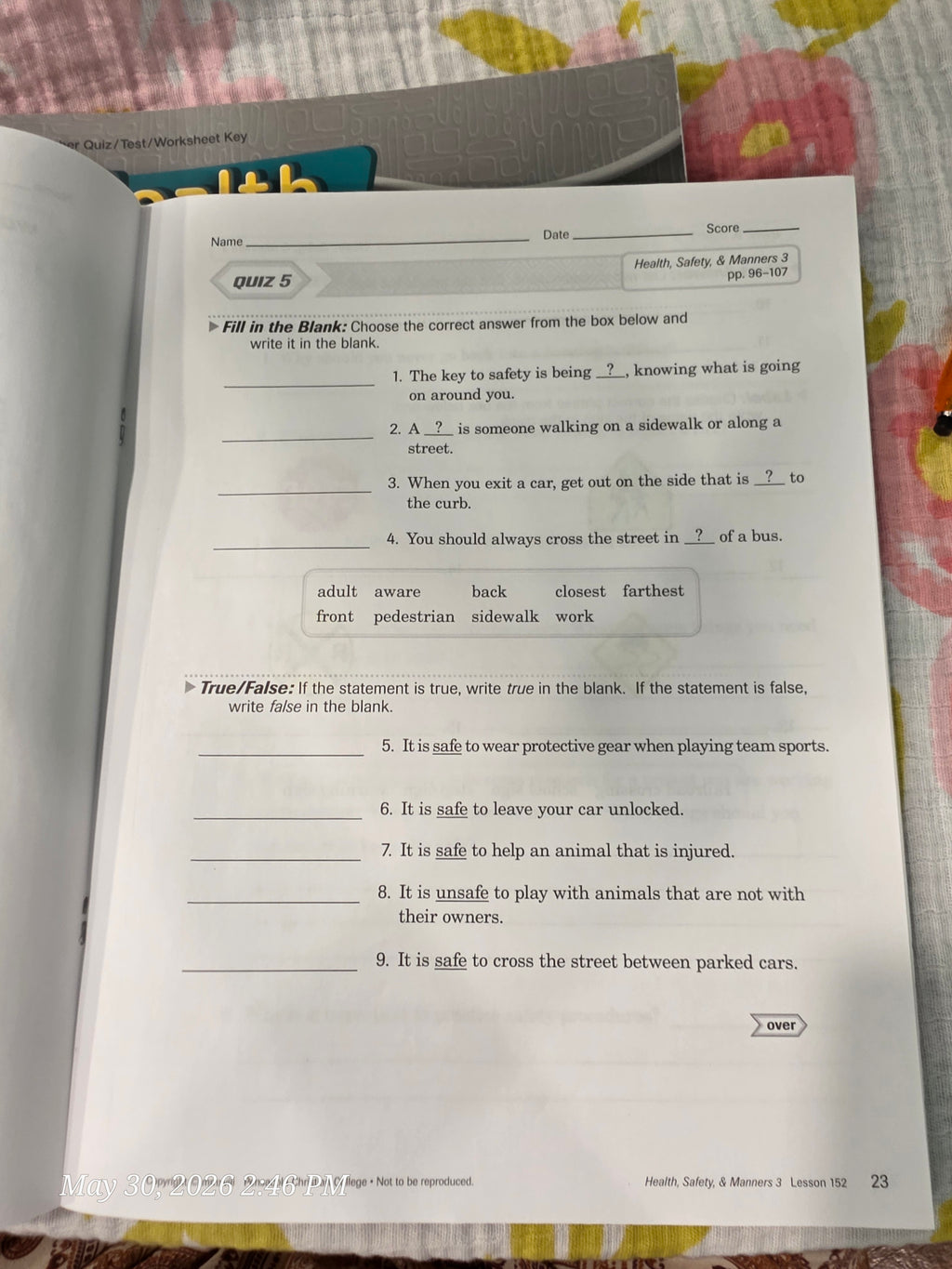 Abeka Homeschool Science & Health 3 Lesson Plans + Quizzes