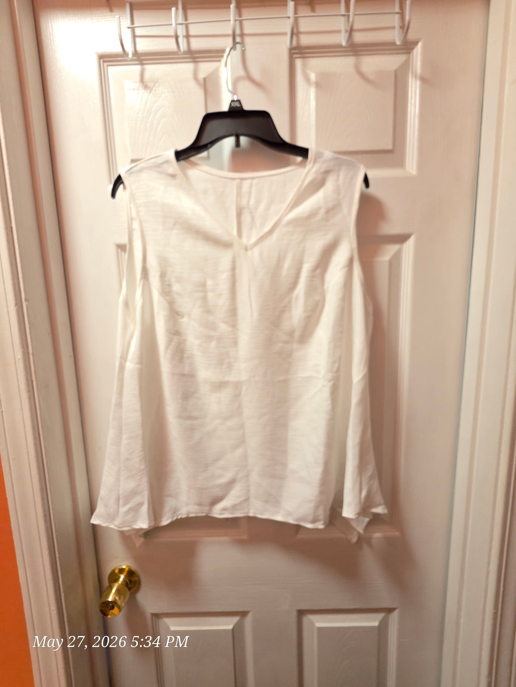Women’s Plus 1XL 2-Piece Woven Set V-Neck Sleeveless Tank & Striped Pants