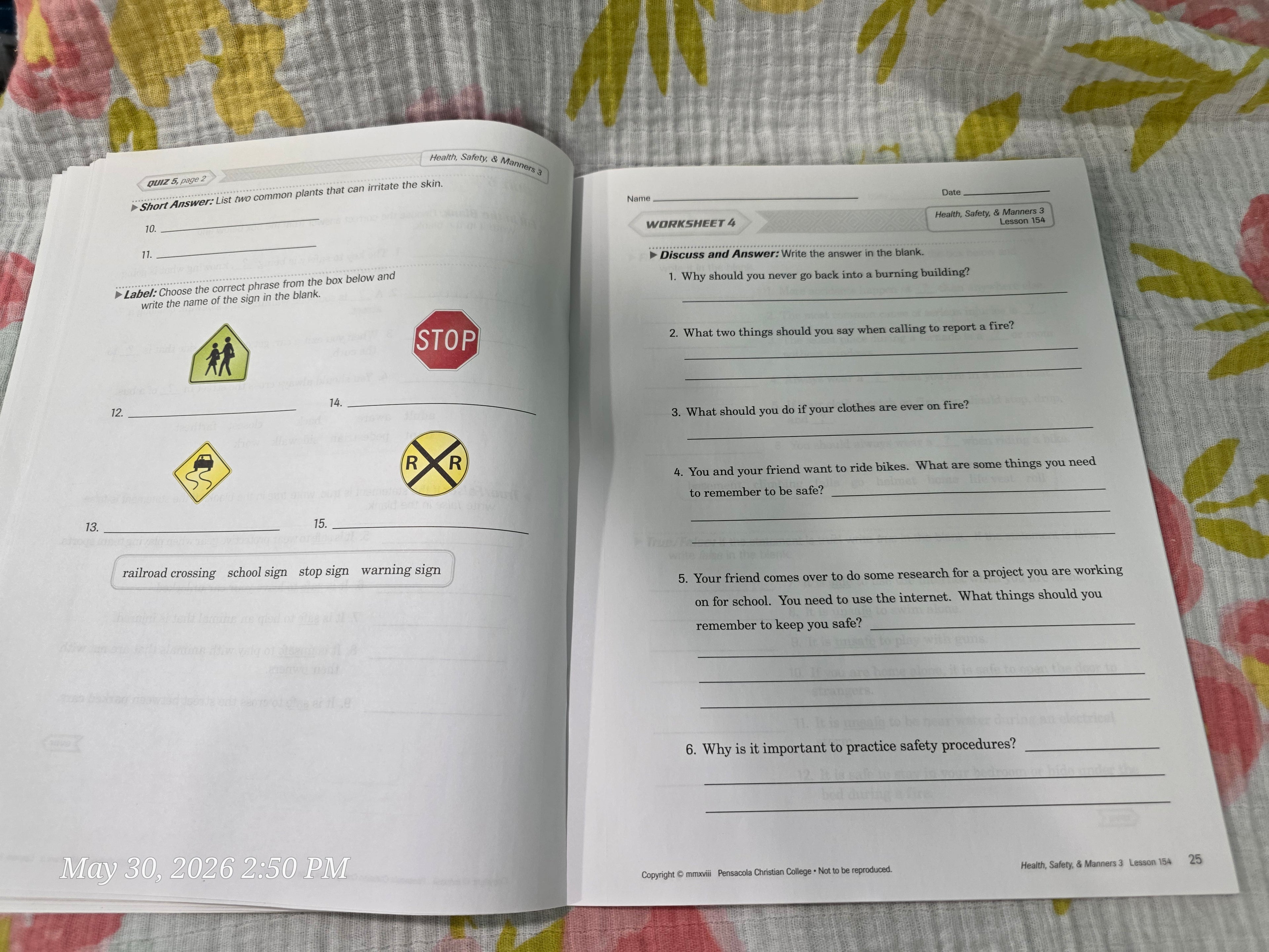 Abeka Homeschool Science & Health 3 Lesson Plans + Quizzes