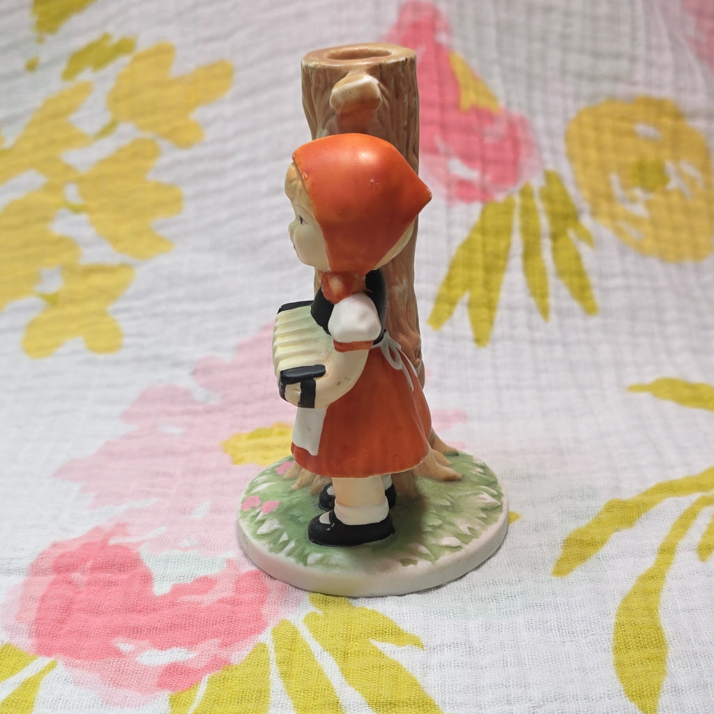 J.S.N.Y. Hand Painted Multicolor Ceramic Figural Girl Taper Candle