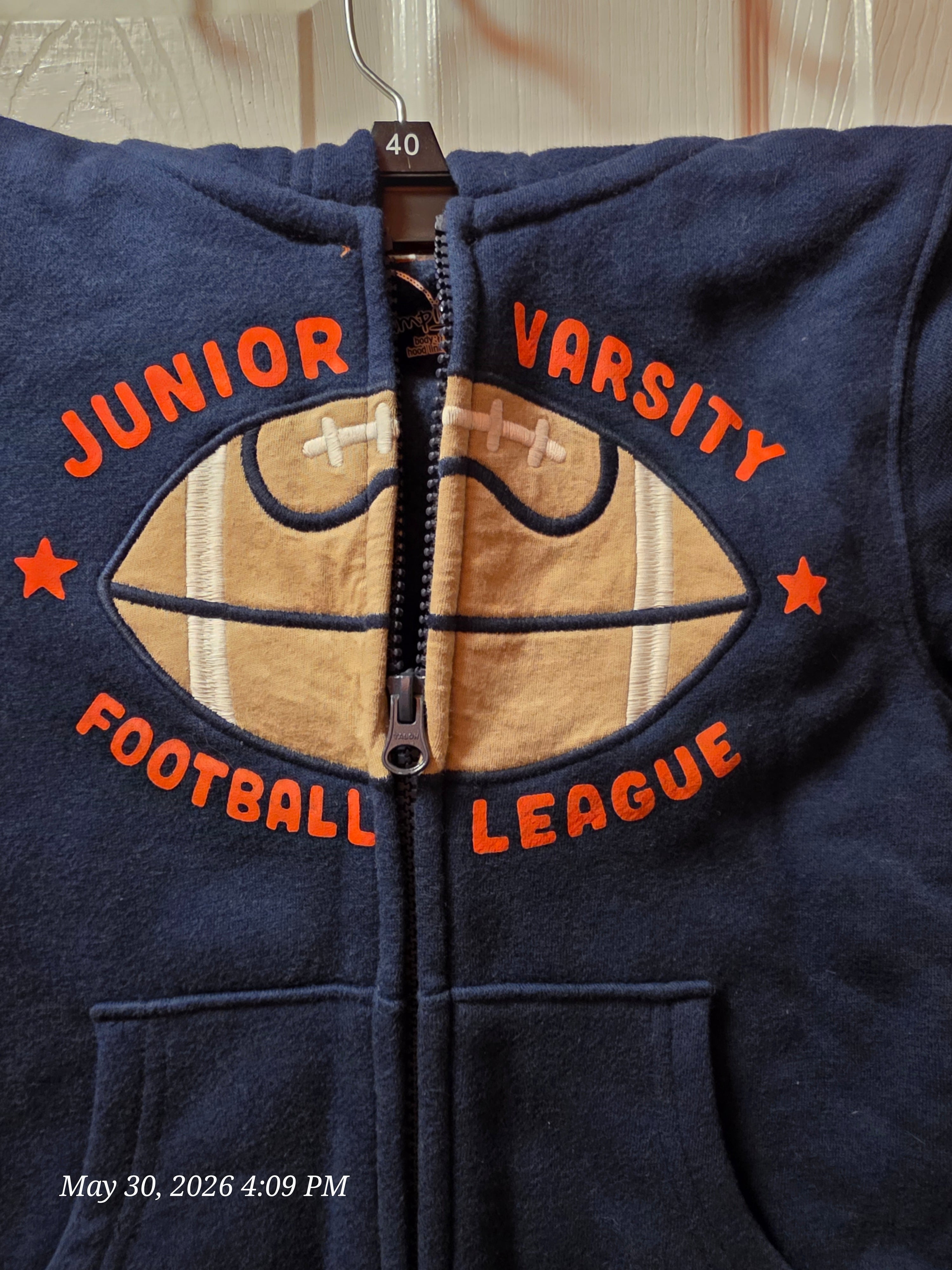 Jumping Beans Boys 4T Blue Full Zip Fleece Hoodie w/ Pockets